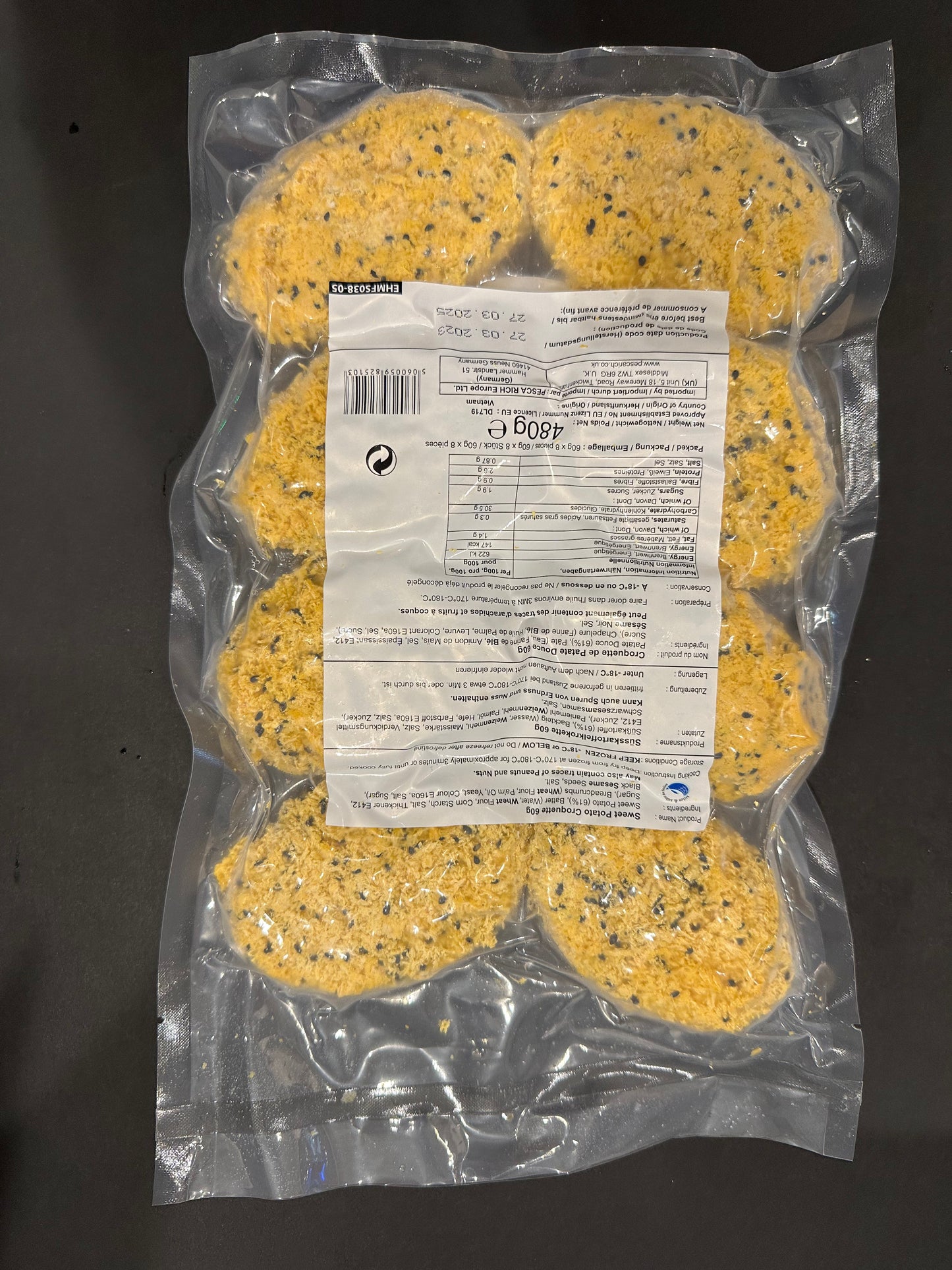 Sweet potato croquette 番薯炸薯餅(8個x60g)