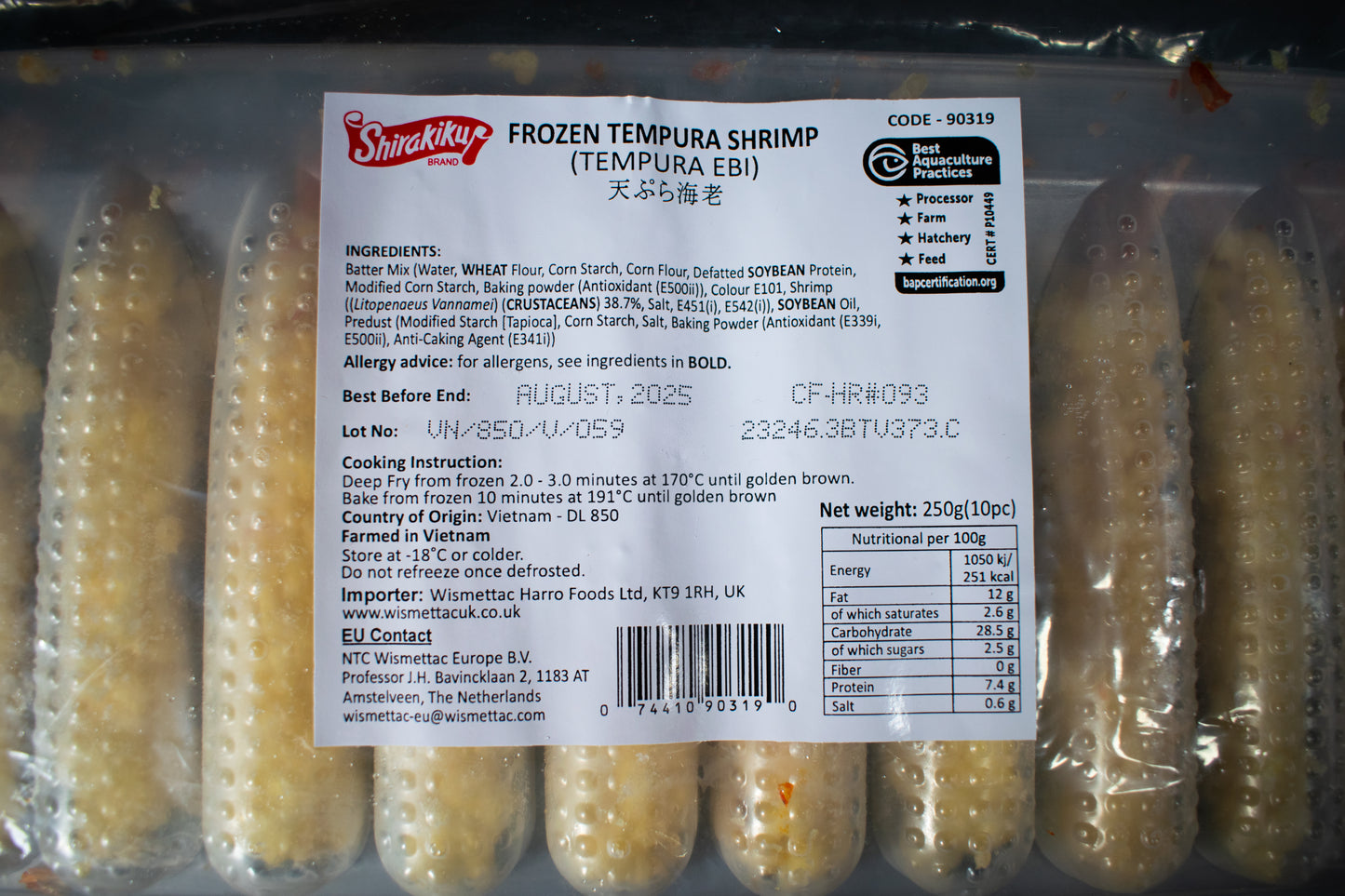 Tempura ebi (pre-fried) 炸蝦天婦羅 10pcs