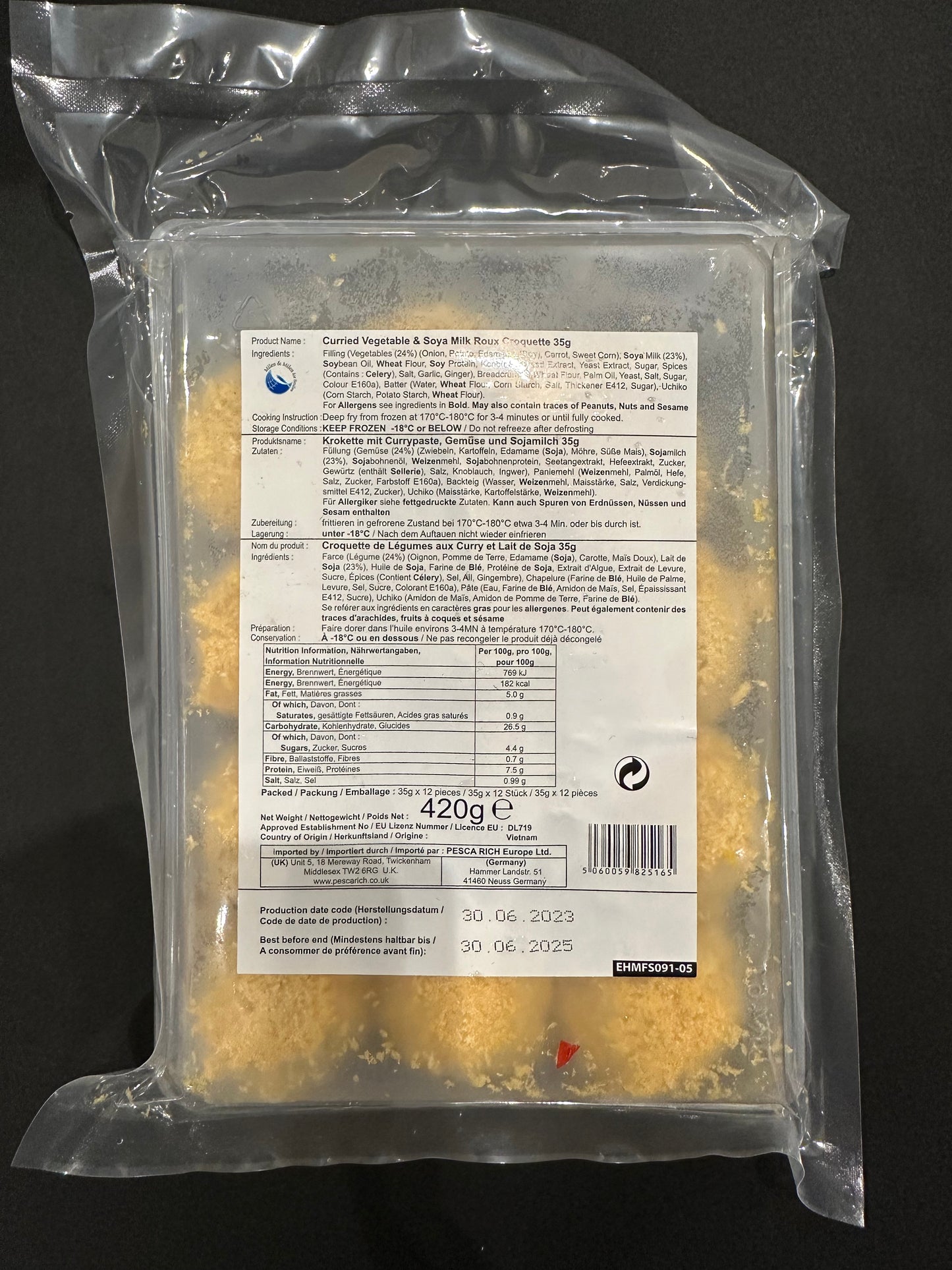 Curried Vegetable Croquette 蔬菜咖喱炸薯餅（12個x35g）